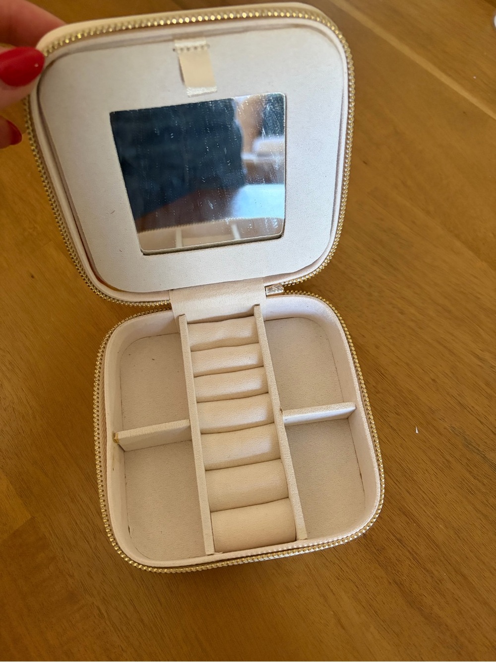 A New Day Cream Jewelry Travel Case with Mirror